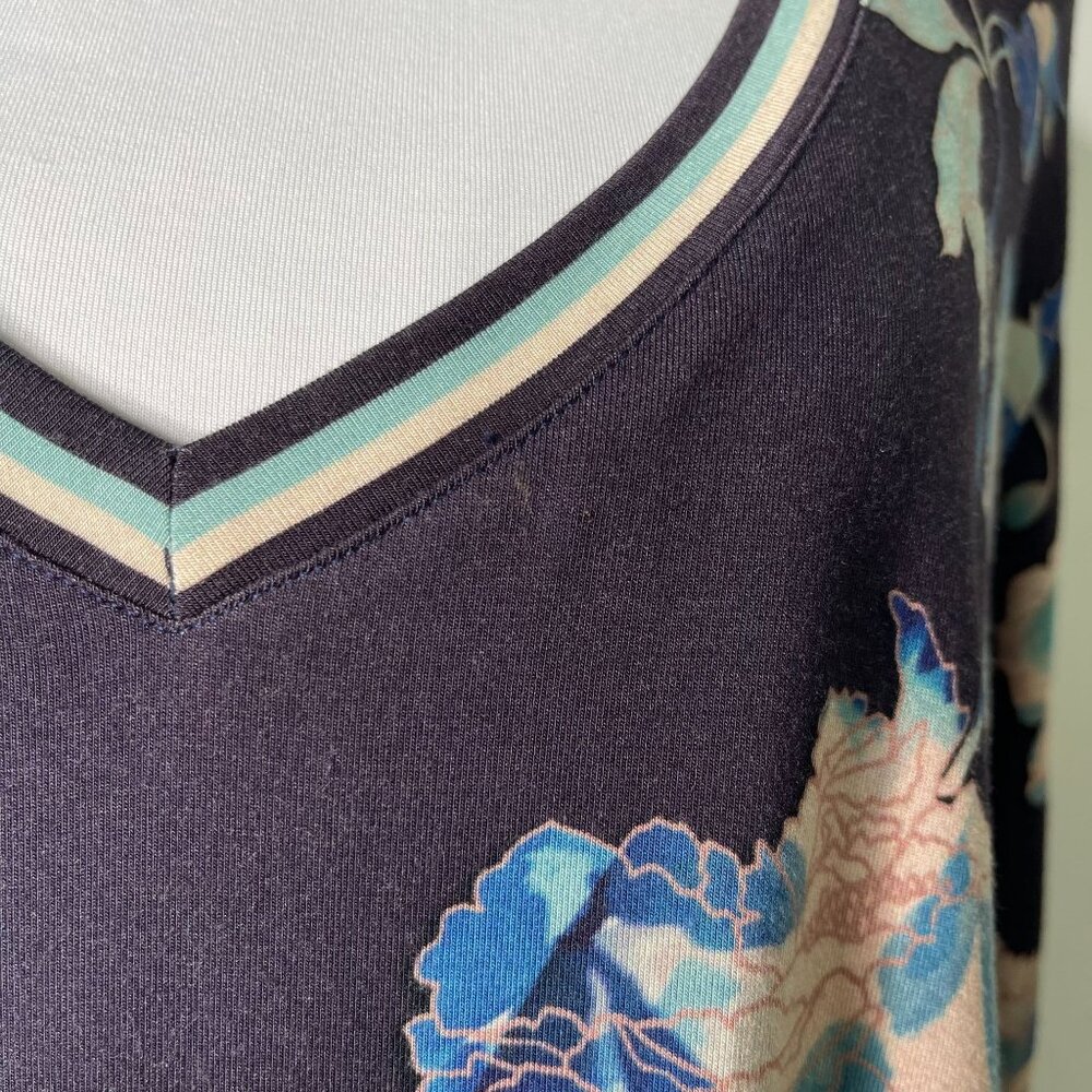Johnny Was Women's Blue Purple Chryssy Long Sleeve V-Neck Blouse Size Large - Picture 6 of 7